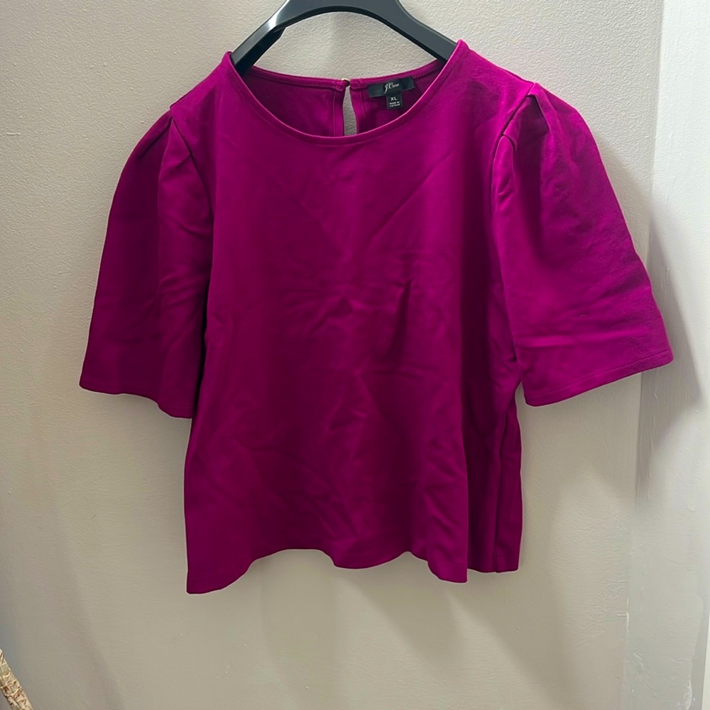EUC J Crew fuschia thick rayon viscose blouse